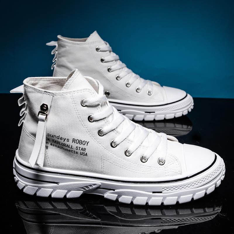 Мужская повседневная крутая повседневная обувь. Трендовые парусиновые туфли с высоким берцем. Модная обувь для уличного ветра. Молодежная спортивная обувь в стиле хип-хоп.