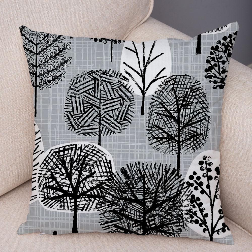 Абстрактное искусство, декоративная наволочка с геометрическим растением, деревом, цветком, диван, домашняя автомобильная наволочка