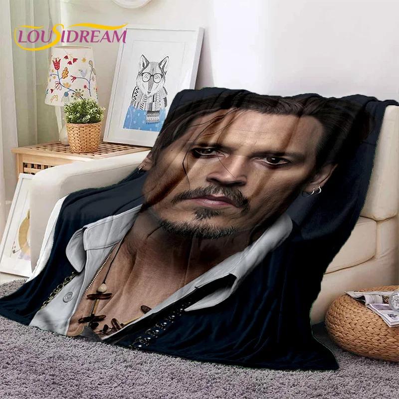 3D Printing Johnny Depp Star HD Soft Blankets,Keep Warm Throw Blanket Comfortable Blanket for Picnic Beds Sofa Home Bedroom Gift