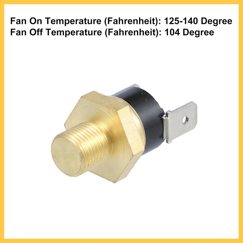 Universal Automotive Radiator Engine Cooling Fan Temperature Thermo Sensor Switch 1/8'' NPT 125-140 Degrees on 104 Degrees Off Auto Replacement Parts