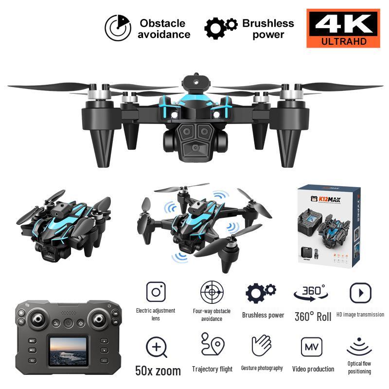 K12Max Drone: HD Aerial Photography, Screen Display, Remote Control, Brushless Obstacle Avoidance Quadcopter