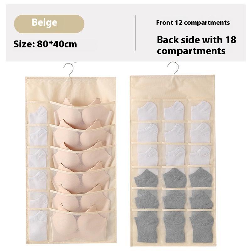 Non-Woven Double-Sided Underwear Storage Bag Wardrobe Hanging Bag Folding Clothing Organizer Transparent Socks Bra Storage Bags