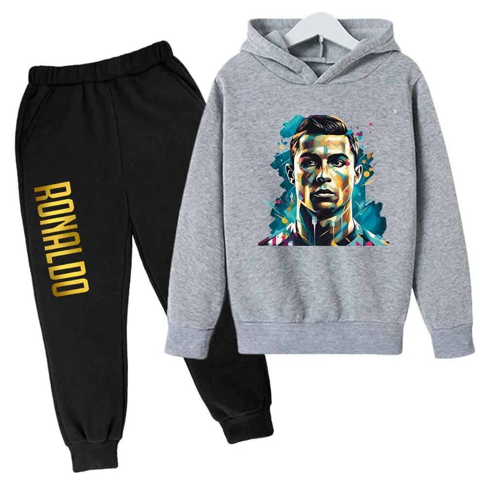 Cr7 Печать Футбольный Идол Одежда Детская Толстовка Набор из 2 шт. Костюм с Брюками Детский Мальчики Спортивный Костюм Девочки Одежда Спортивные Костюмы
