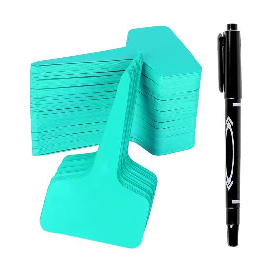 100 шт. Т-образные бирки для растений, садовые этикетки, пластиковые маркеры для растений, водонепроницаемые многоразовые этикетки для растений с маркером для наружного сада, рассады