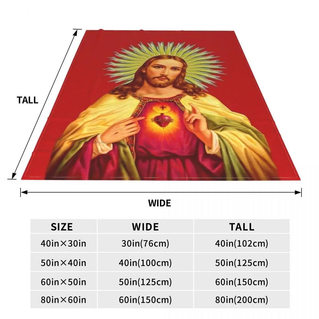 Sacred Heart Of Jesus Catholic Fuzzy Blanket Novelty Throw Blanket for Sofa Bedding Lounge 200x150cm Rug Piece