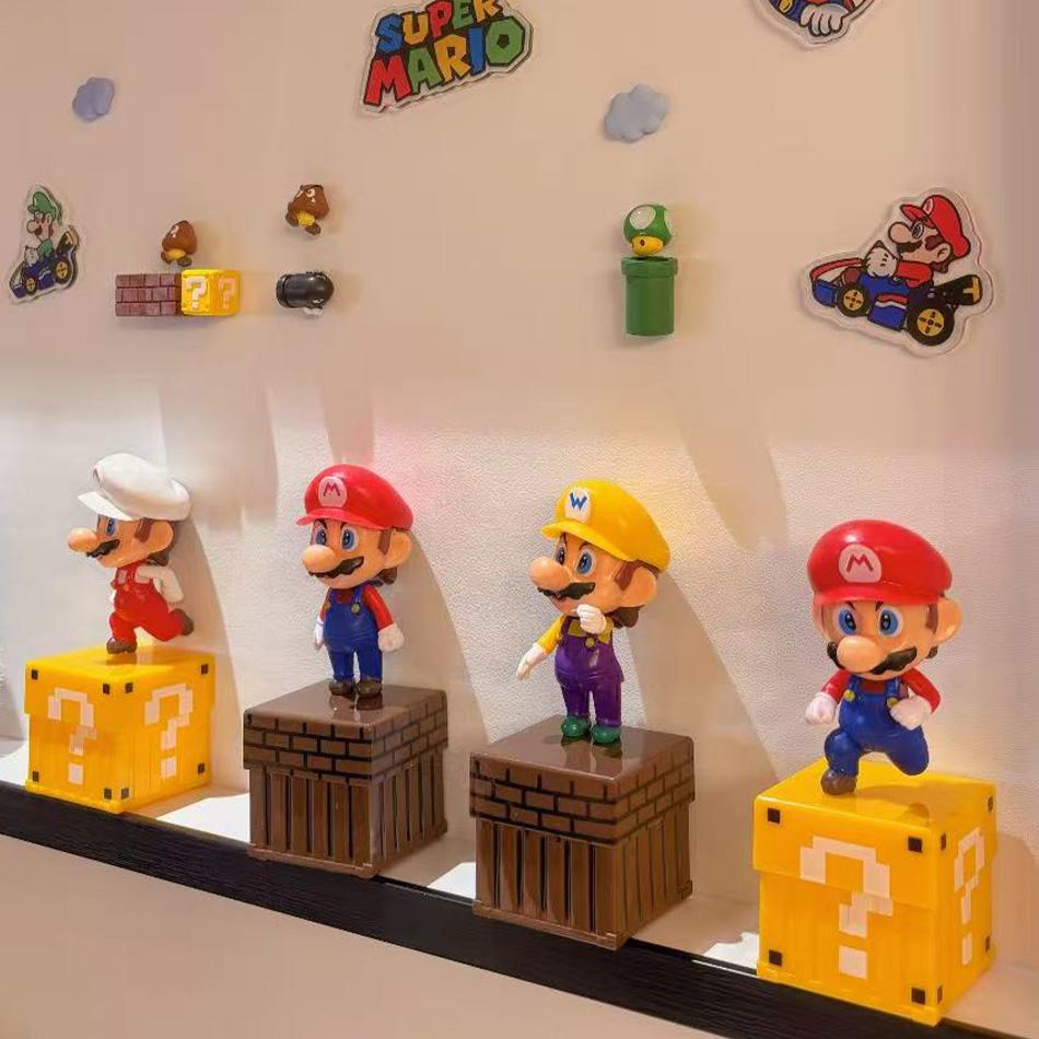 4 шт./комплект Фигурка персонажа Super Mario Модель Кукла Украшение для торта Украшения для автомобиля Аниме-аксессуары Детские игрушки