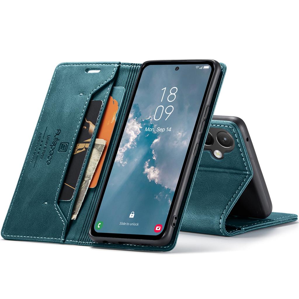 Премиальный винтажный кожаный чехол-книжка для Samsung Galaxy A55 - Защита RFID, откидная крышка со слотами для карт, противоударный ретро-стиль (4 цвета)