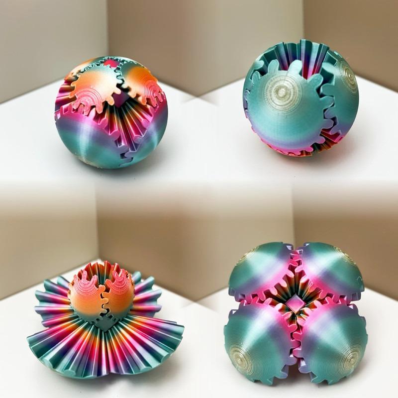 3D Печатный Цветной Креативный Шарик-Шестеренка Fidget Игрушка Для Детей Вращающаяся Снятие Стресса
