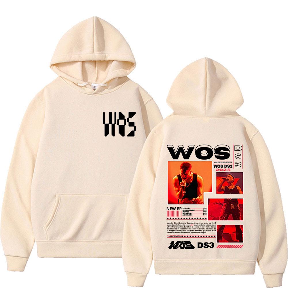 Rapper WOS DS3 Album Tour 2025 Merch Hoodies Men's Clothing Harajuku Vintage Gothic Trend Oversized Hooded Sweatshirt Streetwear