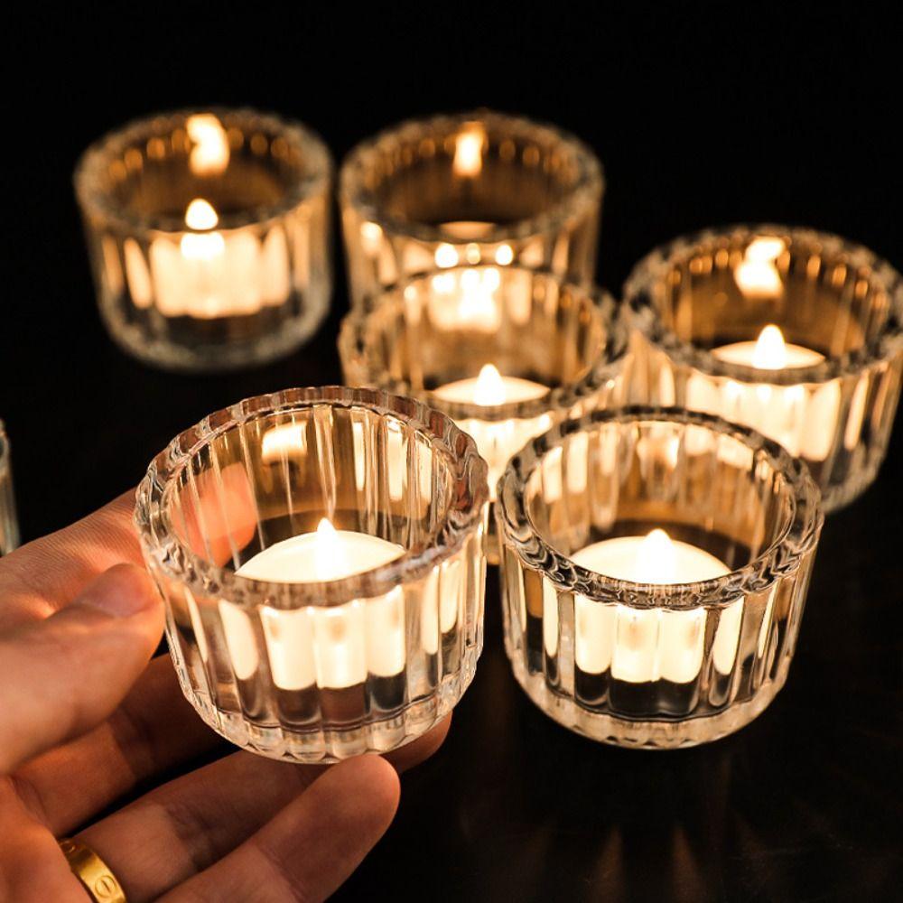 Wedding Glass Clear Creative Tea Light Jars Candlestick Stand Candle Holder Candle Pillar