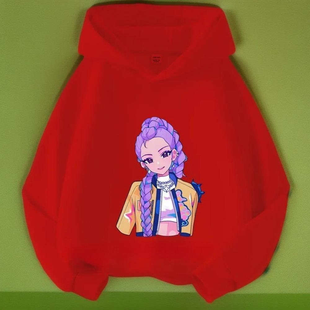 K-pop Demon Hunter Saja Cartoon Print Boy and Girl Long Sleeved Casual Warm Children's Hoodie