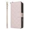 For iPhone 16 Leather Case Zipper Wallet Phone Bag with Shoulder Strap and Hand Strap