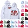 Women's Fashion Casual Loose Christmas Small Print Drawstring Hooded Top