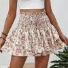 Женская модная юбка с цветочным принтом, плиссированная юбка, короткая юбка с рюшами и принтом