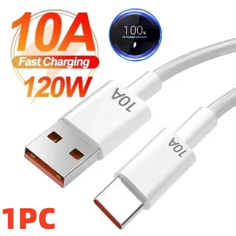 10A USB To Type C Cable 120W Super Fast Charging Phone Charger USB C Data Cord For Samsung Xiaomi Huawei Quick Charger Cable