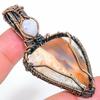 Natural Honey Dendritic Gemstone Handmade Copper Wire Wrap Pendant 2.64" V7v16
