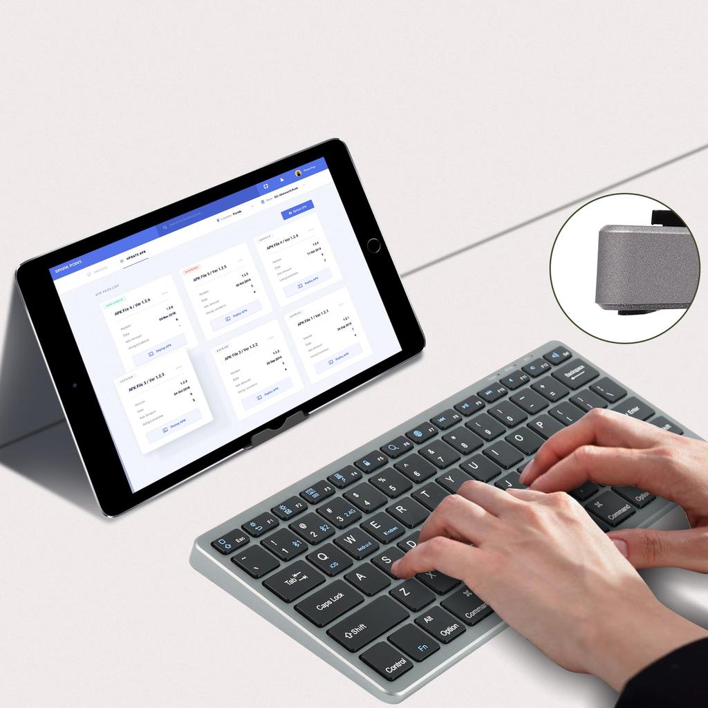 Беспроводная Bluetooth-клавиатура с 3 режимами, подключение 2,4 ГГц и BT, подключается к 3 устройствам, компактная, перезаряжаемая, тонкая, для планшетов, ноутбуков и