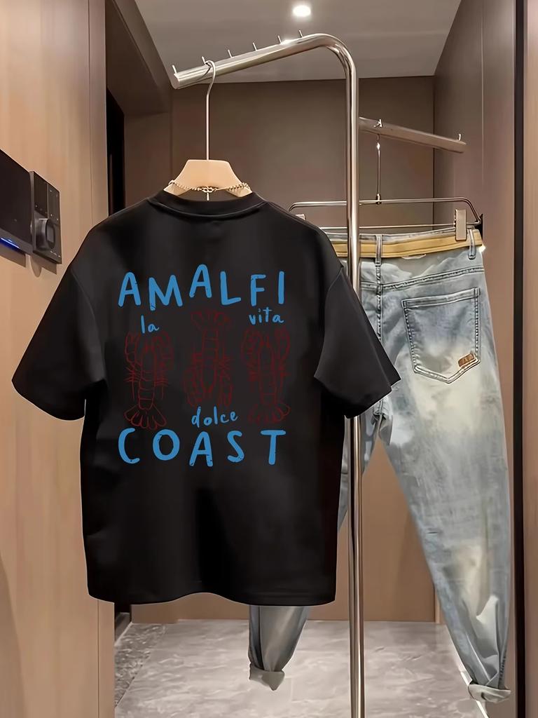 2026 Summer Amalfi Coast Lobster Unisexs Tshirt Vacation Graphic Casual Short Sleeve Tops Summer Streetwear
