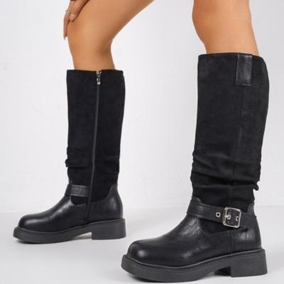 Модные женские ботфорты на платформе, на среднем каблуке, кожаные туфли, тренд зимы 2025, готические туфли-лодочки для вечеринки, обувь челси на массивной подошве, модные ботильоны для женщин