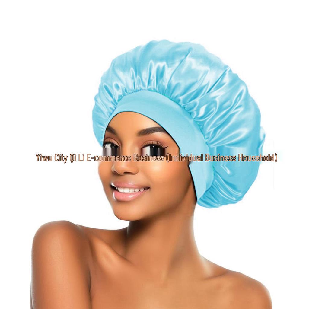 Women's Satin Wide-Brim Nightcap for Hair Care & Styling