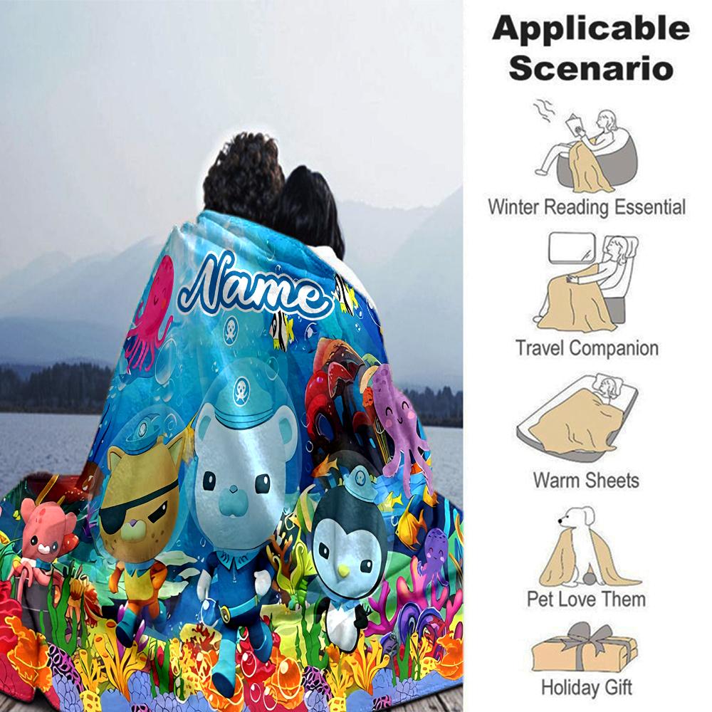 Customiz Name Personality Octonauts Blanket Soft &Warm Sofa Office Bed Travel Lunch Break Blanket, Gift Suitable All Seasons