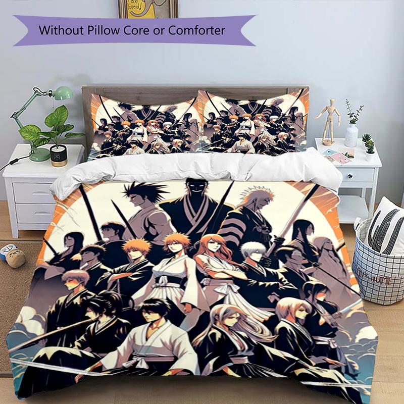3pcs Duvet Cover Set (1*Duvet Cover + 2*Pillowcase, Without Core), BLEACH Print Bedding Set, Bedroom Decor, All‑Season, Birthday Gift