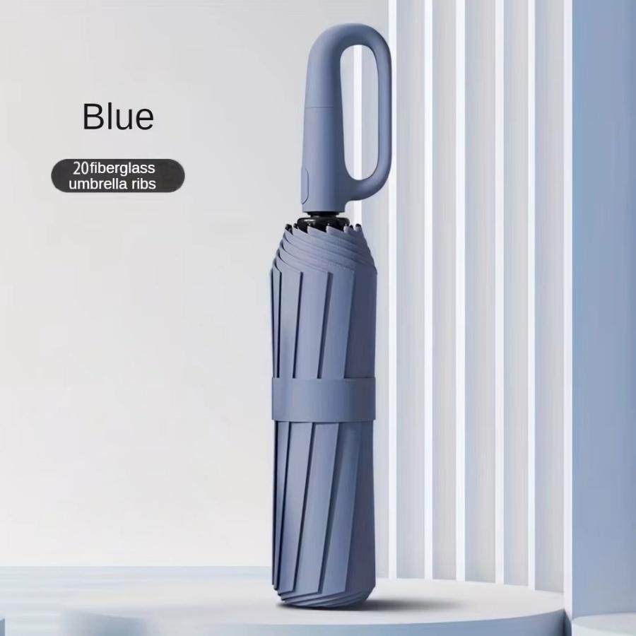 Зонт от солнца и дождя, ветрозащитный, прочный, автоматический, складной, с большой ручкой-пряжкой, 20 спиц, двойной каркас