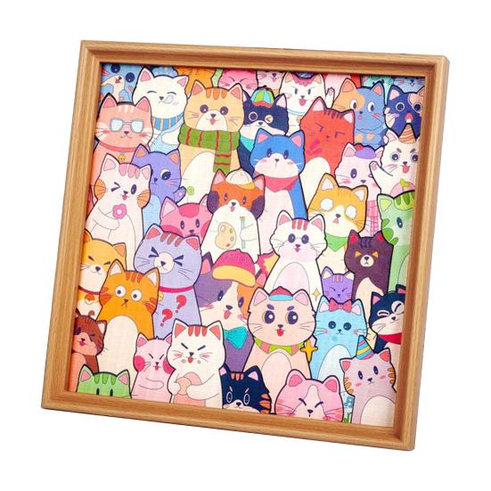 Yousheng  Wooden Cat Coloring Puzzle Kit with Marker Pens Glue DIY Hand-Painted 3D Irregular Cartoon Kitten Puzzle Photo Frame Decoration Ornament