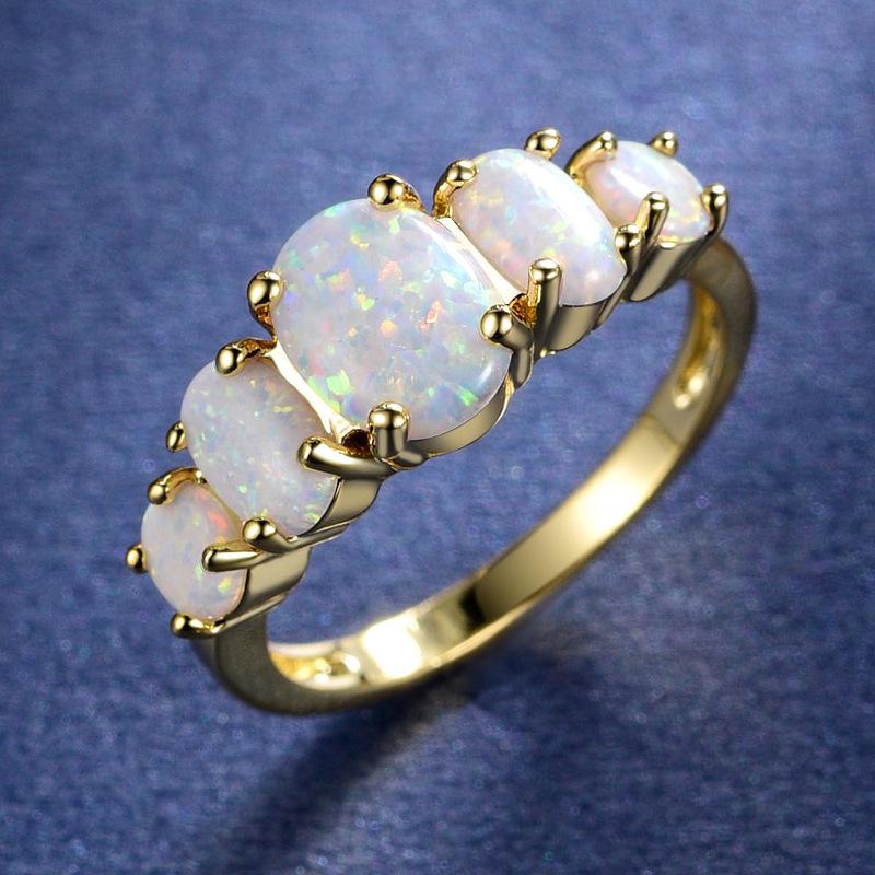 Европейская и американская мода Женское кольцо в форме яйца с опалом - Элегантный и уникальный ювелирный подарок