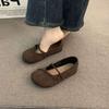 Brown Mary Jane Women's Shoes 2025 New Spring and Autumn Temperament Shoes Xiaoxiangfeng Flats French Suede Single Shoes Women