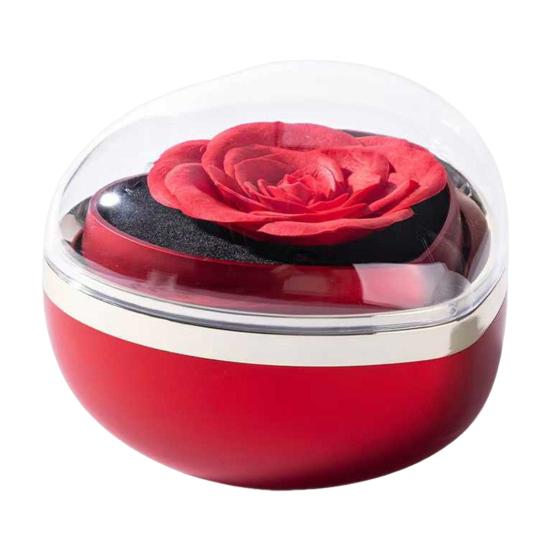 Коробочка для кольца в форме сердца, футляр для кольца с розой из стабилизированного цветка, бархатная внутренняя часть, подарочная коробка для ювелирных изделий на годовщину свадьбы