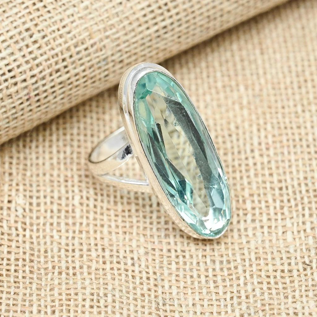 Аква Апатит Драгоценный камень Твердые стерлингового серебра 925 ручной работы Изящный кулон для нее