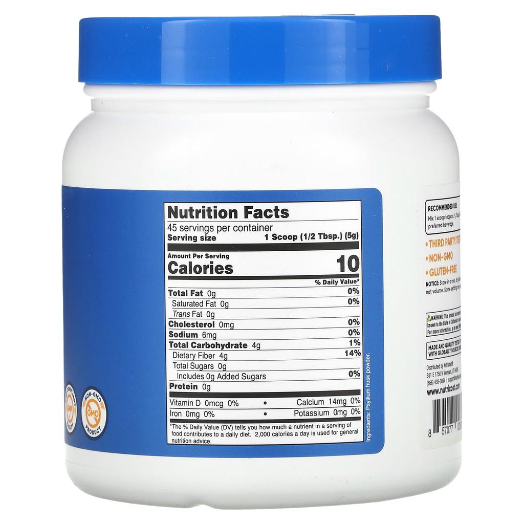 Psyllium Husk, Whole, Unflavored, 227G(8Oz)