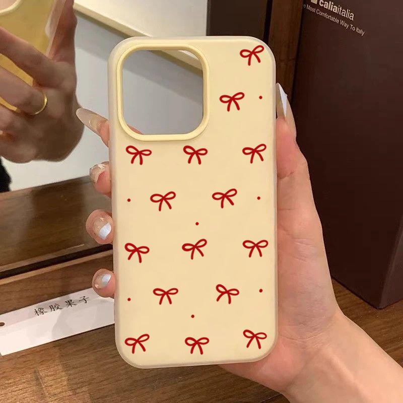Милый чехол для телефона с принтом красного банта, матовый, для iPhone 17 Air 16 15 14 13 12 11 Pro Max X XS XR 7 8 Plus 16E SE2, противоударные чехлы