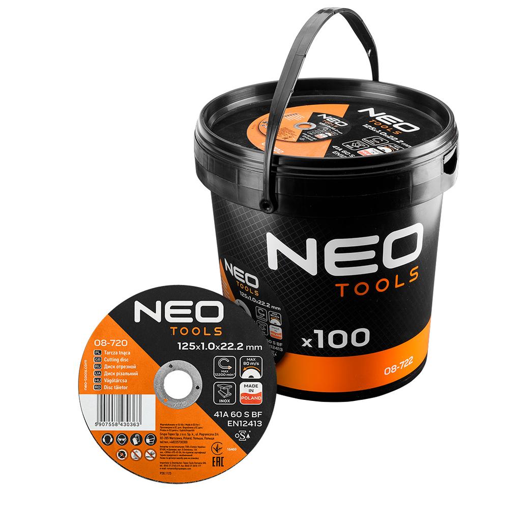 Metal/INOX cutting discs 125 x 1.0 x 22.2mm, 41 A60-S-BF, 100 pcs bucket. Made in Poland