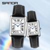SANDA 9031 Роскошные парные часы Износостойкий кожаный ремешок Квадратный циферблат Водонепроницаемые Спортивные Повседневные Женские Мужские Кварцевые часы Reloj