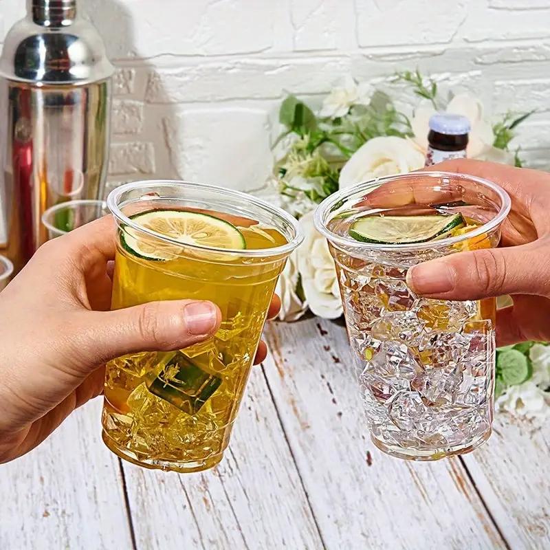 50 шт прозрачные стаканчики для чая с молоком и крышками одноразовые пластиковые стаканчики фруктовый сок кофе песок мороженое напитки контейнеры