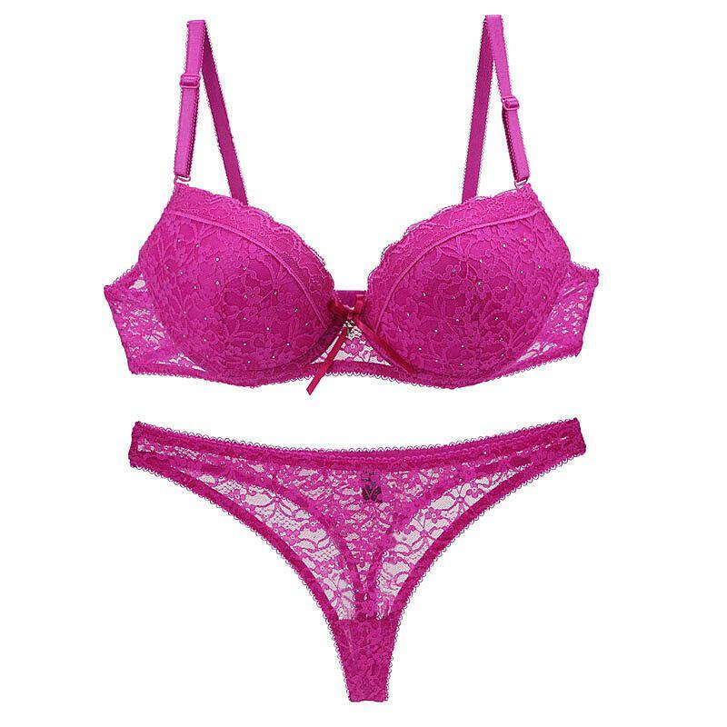 Women Lace Floral Bralette Balcony Padded Push Up Bra Sets Underwear Panties