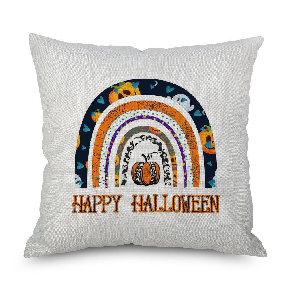 Halloween Linen Pillowcase Pumpkin Plaid Pillow Case for Bedroom Room Aesthetics Pillow Cover Luxury Designer Cushion Cover