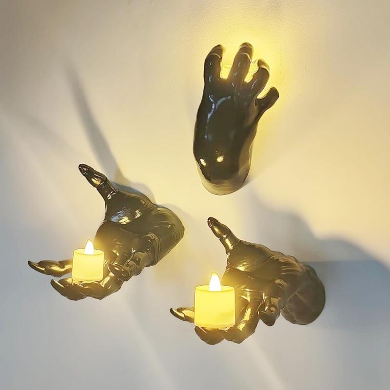 Набор из 3 держателей в форме скелета ужаса для украшения стен в помещении и на улице, для праздничного домашнего декора