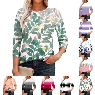 Женская мода повседневные топы с рукавом 3/4 плиссированные модные топы футболки