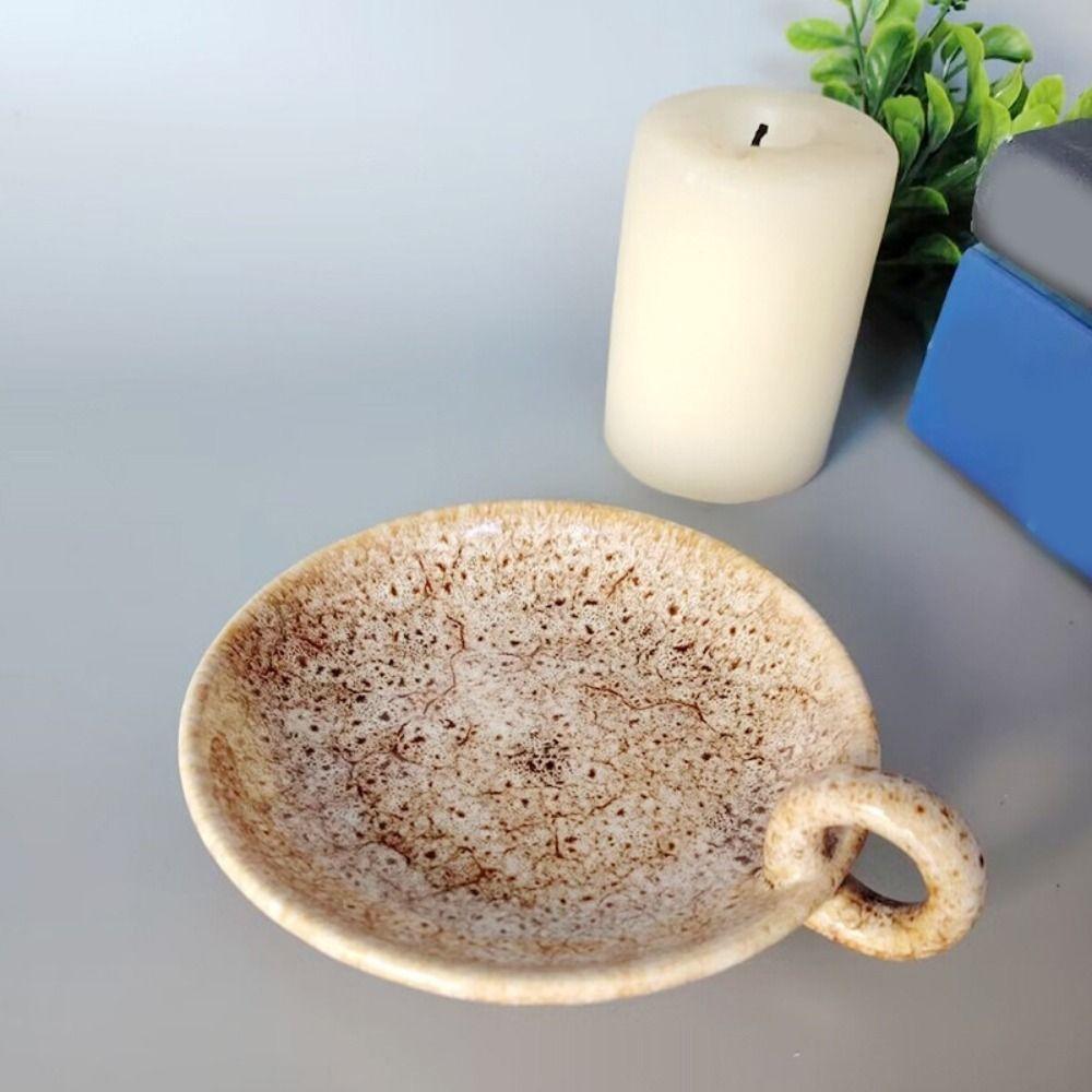 Round Ceramic Candle Plate Retro Style Candle Holder Creative Candlelight Stand Anniversary