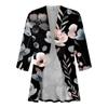 Women'S Casual Daily Cropped Sleeve Printed Shirt Top Soft Drape Ruffle Cardigan
