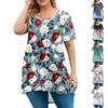 Women's Fashion Large Size Round Neck Short Sleeve Casual Print Loose Pullover Top