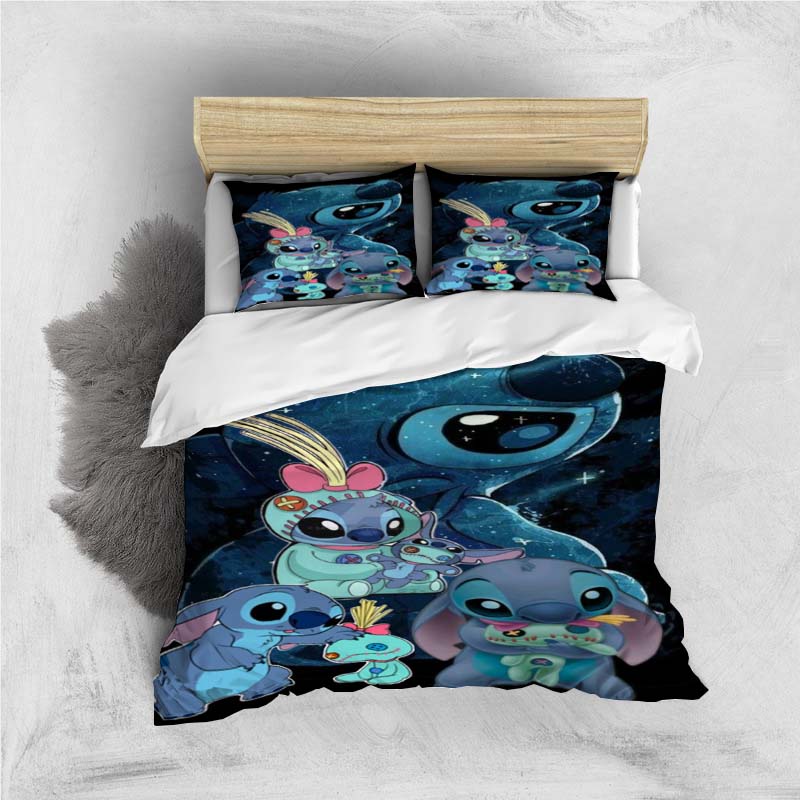 Mini Kawaii (Stitch) Bedding Set, Cartoon Duvet Cover and Pillowcases, Soft and Comfortable, Customizable.