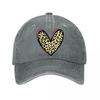Leopard Print Heart Vinyl Sticker  New Vintage Washed Cotton Baseball Cap Parent Kids Sun Hats