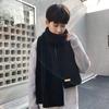 Versatile Men's Black Knitted Scarf Winter Korean Style Thickened Warm Autumn Winter Neck Warmer