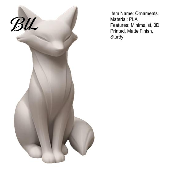 Quiet Style Interior Ornaments 3D Printed Minimalist Fox Sculpture, Elegant Figurine, Matte Modern Sculpture Desktop Ornament for Living Room Entryway