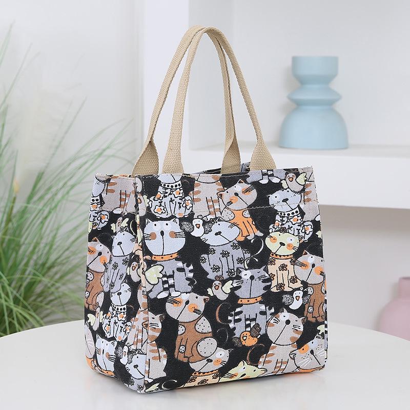 Cat Print Canvas Tote: Portable Lunch, Picnic & Work Bag