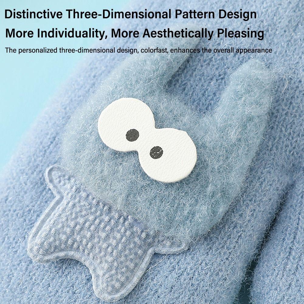 Пушистая подкладка Детские вязаные перчатки для малышей Мягкие мультяшные варежки Модные теплые перчатки для девочек и мальчиков